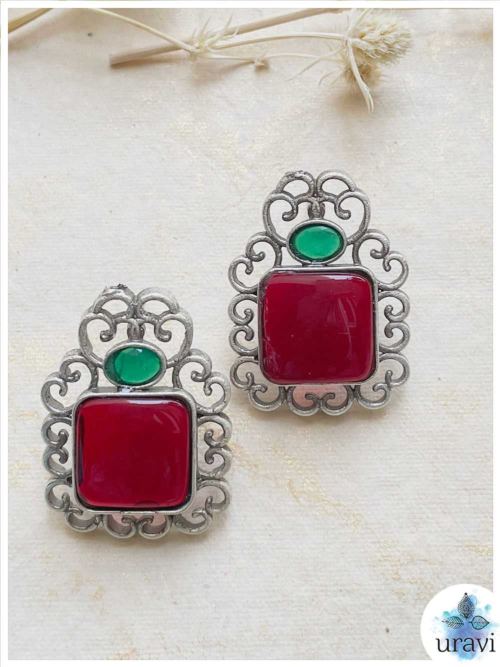 Aaina - Silver Look Alike Stud Earring