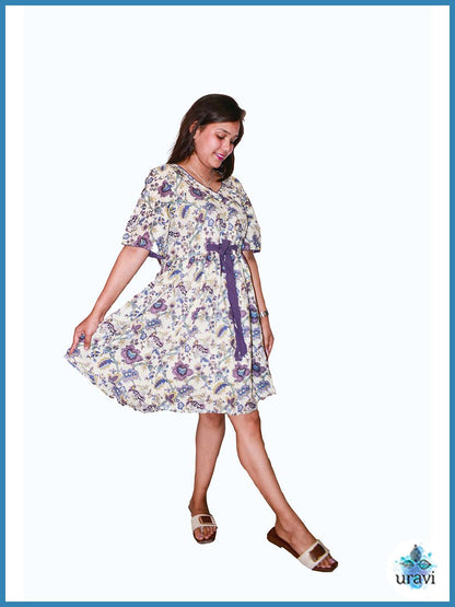 Ishika – Floral Flared Knee-Length Dress