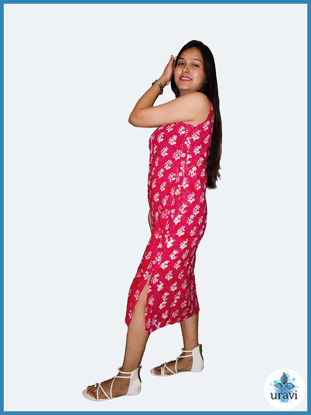 Aarohi – Rani Pink Batik Cotton Dress