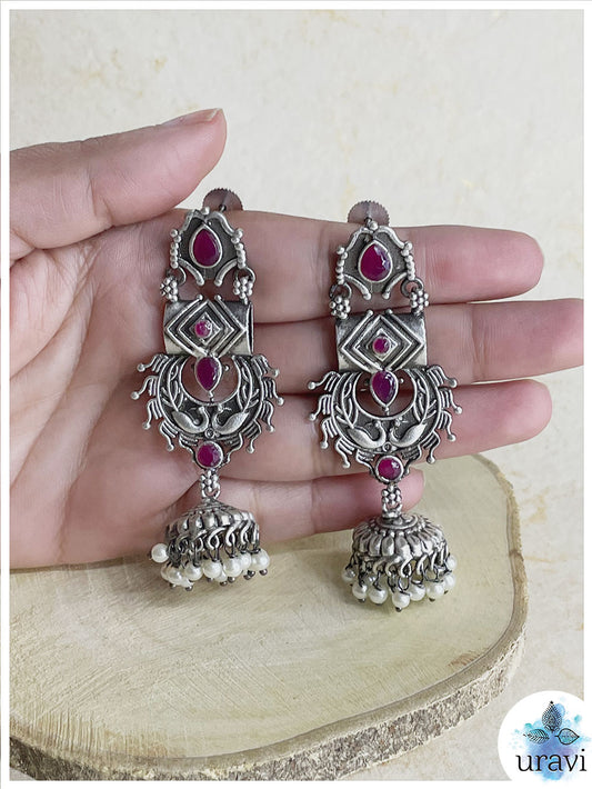Mehak Silver Look-Alike Jhumka Earrings