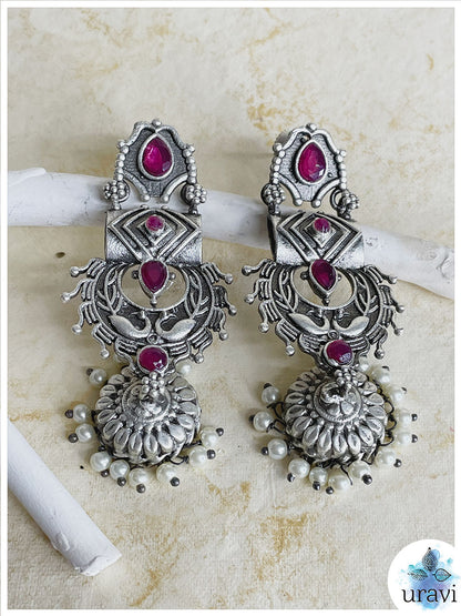 Mehak Silver Look-Alike Jhumka Earrings