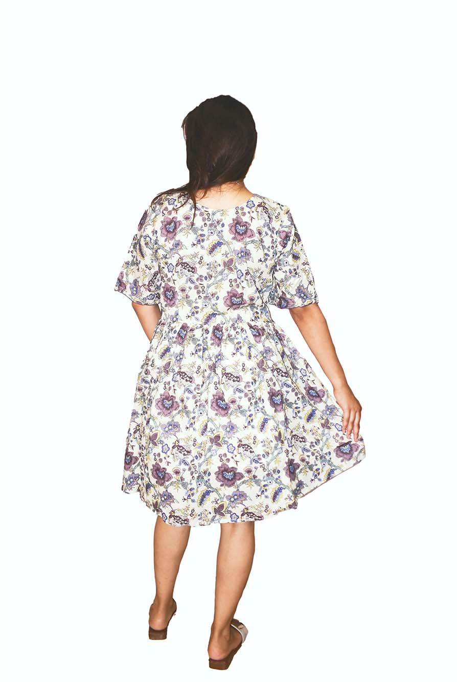 Ishika – Floral Flared Knee-Length Dress