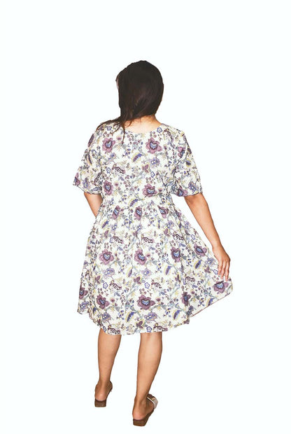 Ishika – Floral Flared Knee-Length Dress
