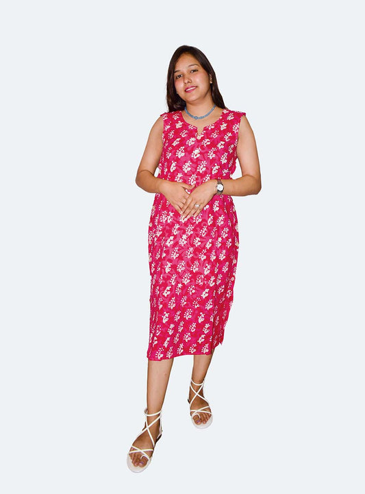 Aarohi – Rani Pink Batik Cotton Dress