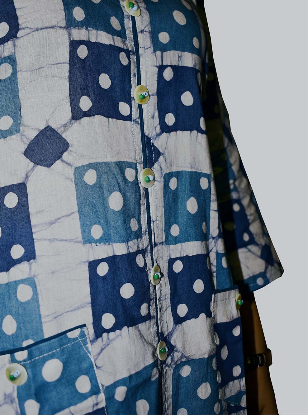 Neyara – Indigo Patch Sanganeri Kurta with Pockets