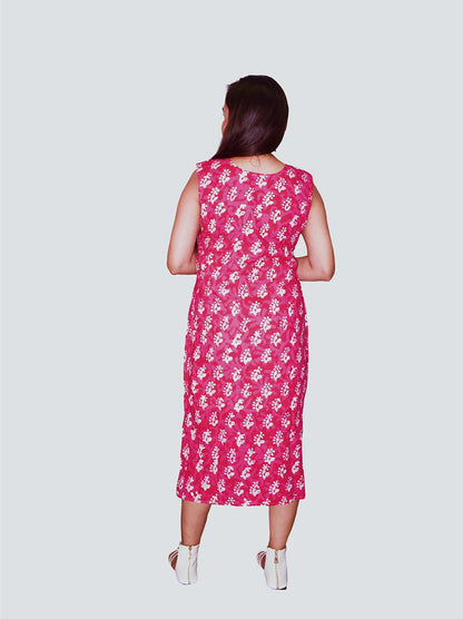 Aarohi – Rani Pink Batik Cotton Dress