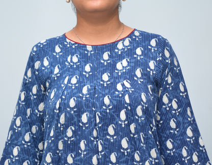 Aabha – Indigo Buta Hand Block Printed Cotton Kurta