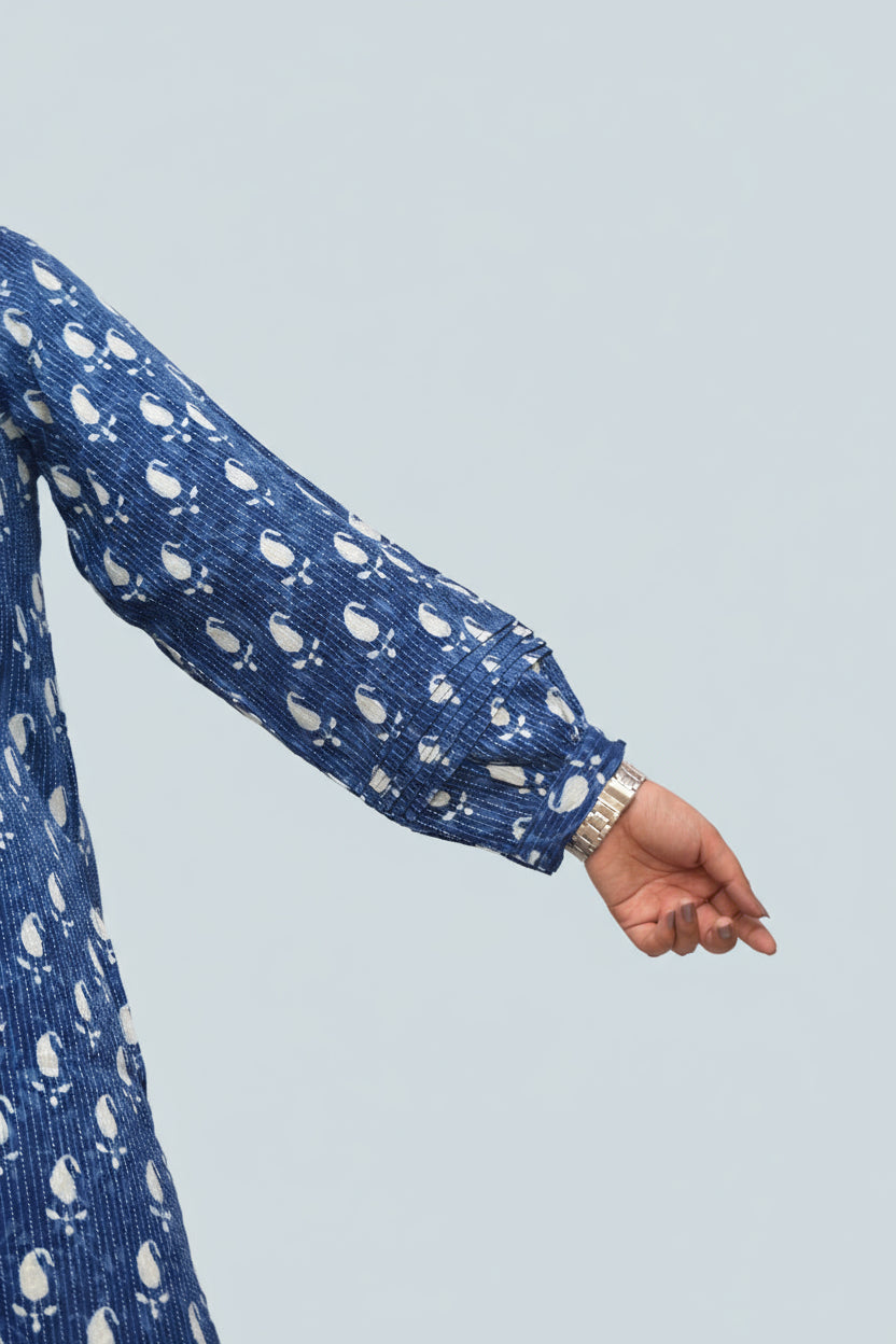 Aabha – Indigo Buta Hand Block Printed Cotton Kurta