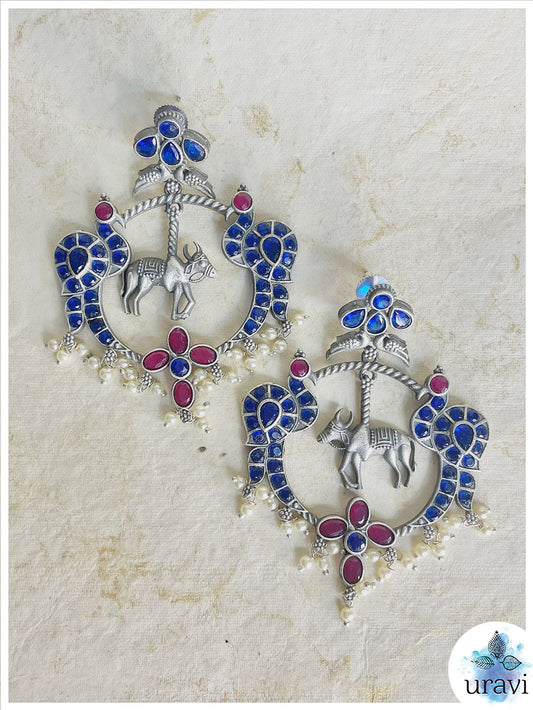 Rajshahi - Silver Look-Alike Dangler Earrings