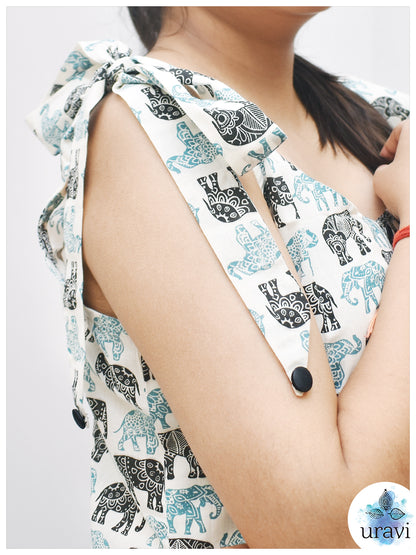Gajrajika – Elephant Motif Tie-Strap Kurta