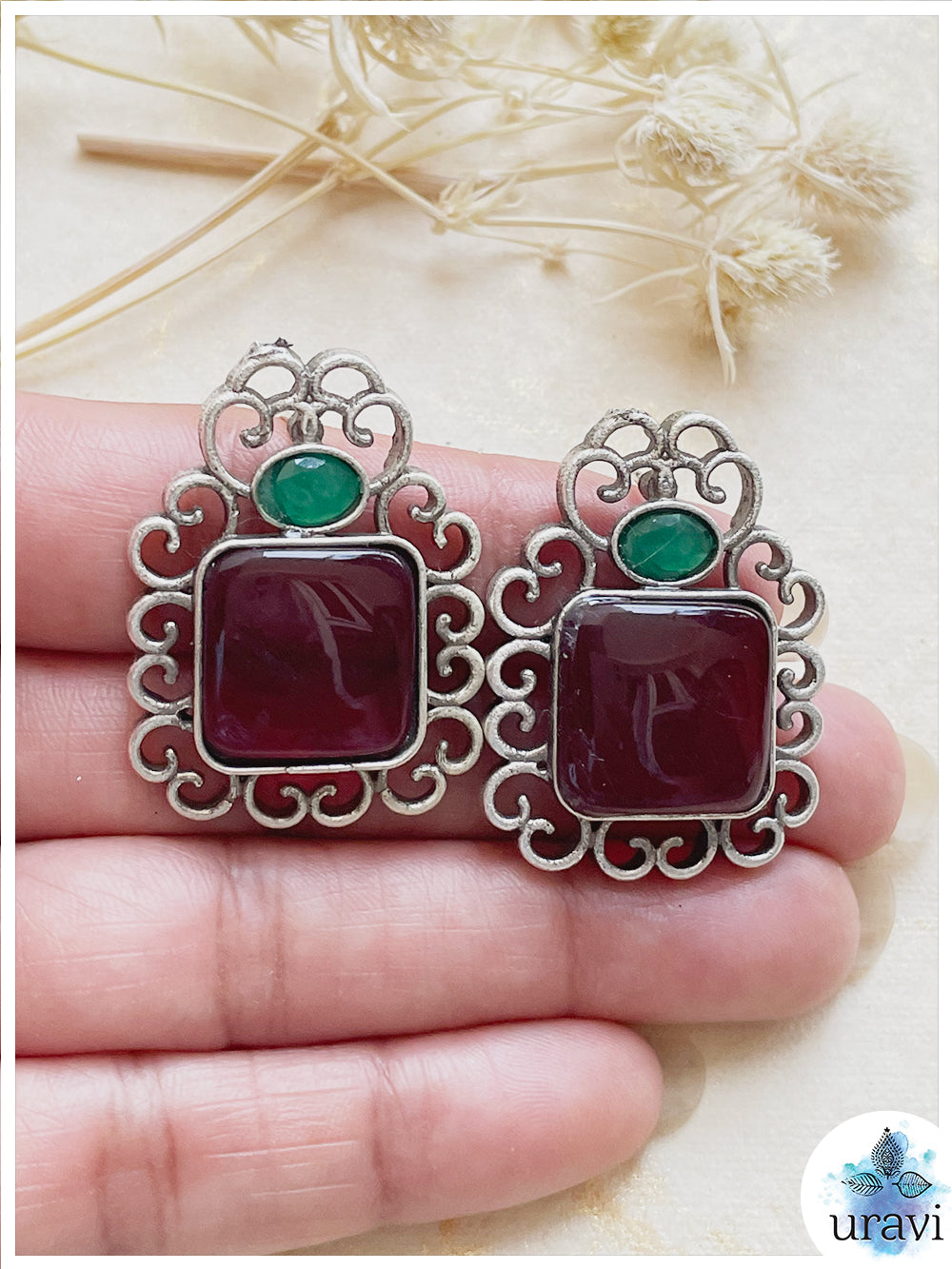 Aaina  - Silver Look Alike Stud Earring