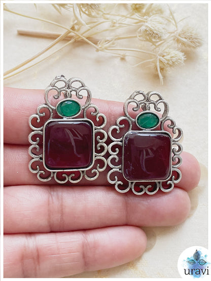 Aaina  - Silver Look Alike Stud Earring