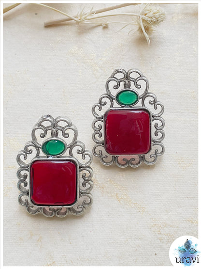 Aaina  - Silver Look Alike Stud Earring