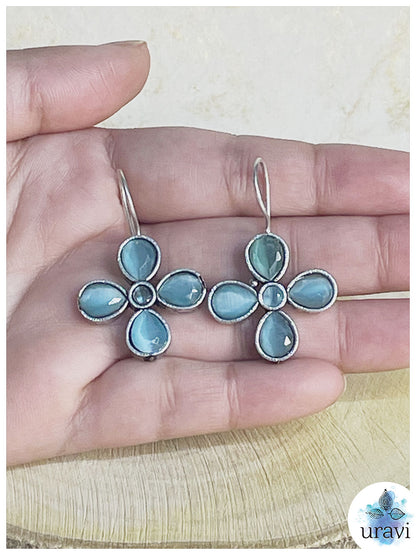 Dew Drops -Silver Look-Alike Dangler Earrings