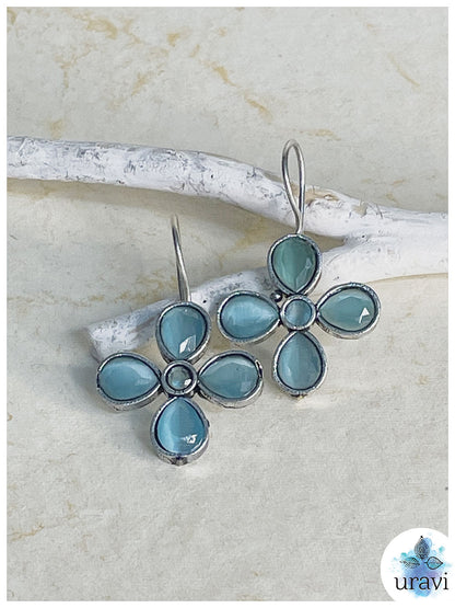 Dew Drops -Silver Look-Alike Dangler Earrings