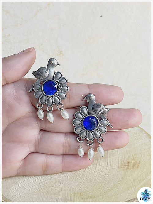 Panchhi Pushp - Silver Look Alike Stud Earring