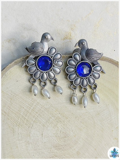 Panchhi Pushp - Silver Look Alike Stud Earring