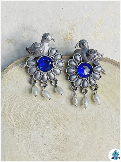 Panchhi Pushp - Silver Look Alike Stud Earring