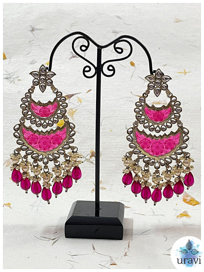 Pakeza - Bollywood Style Long Kundan Dangler Earrings