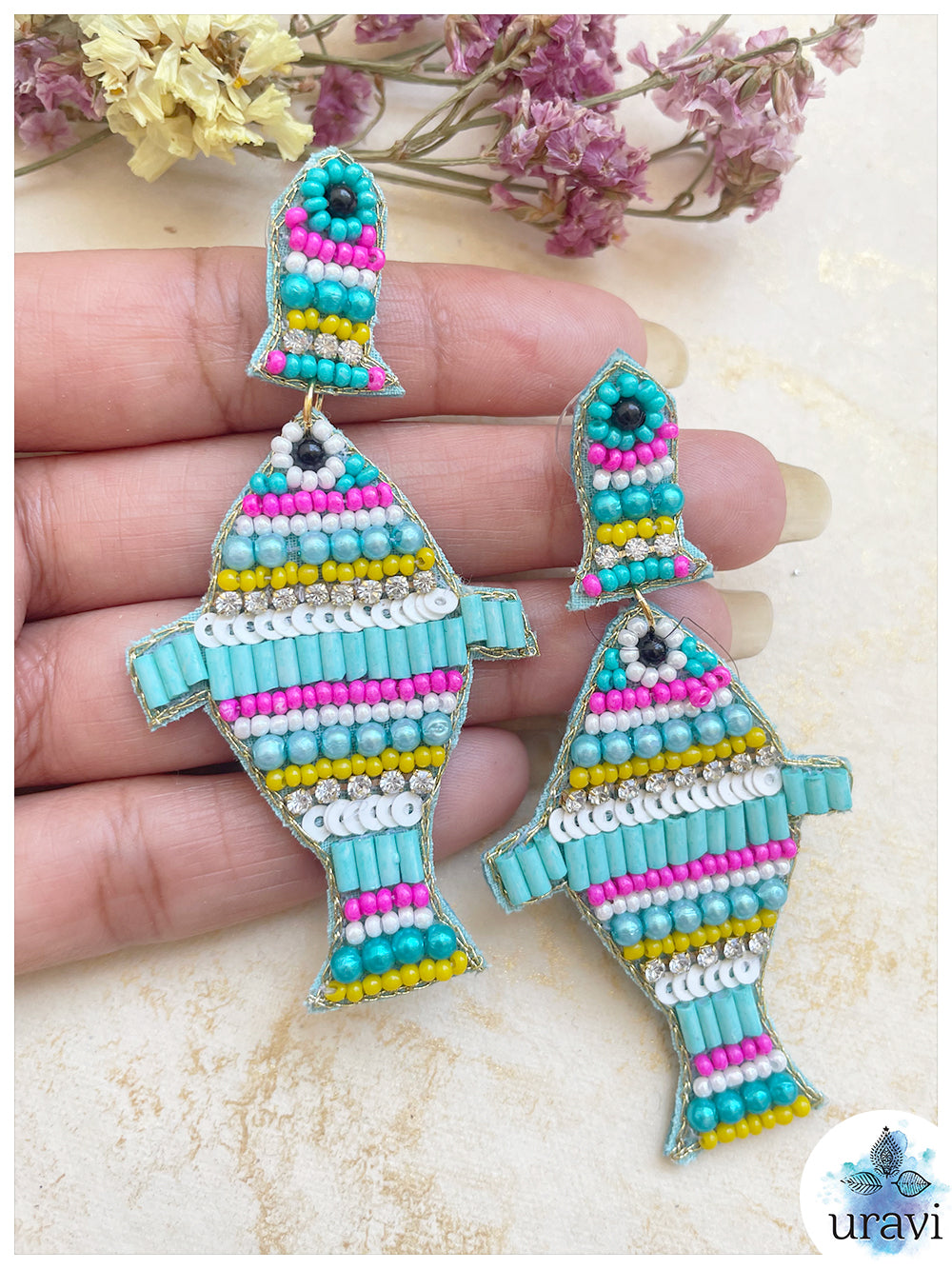 Mermaid Beaded Handmade Earrings