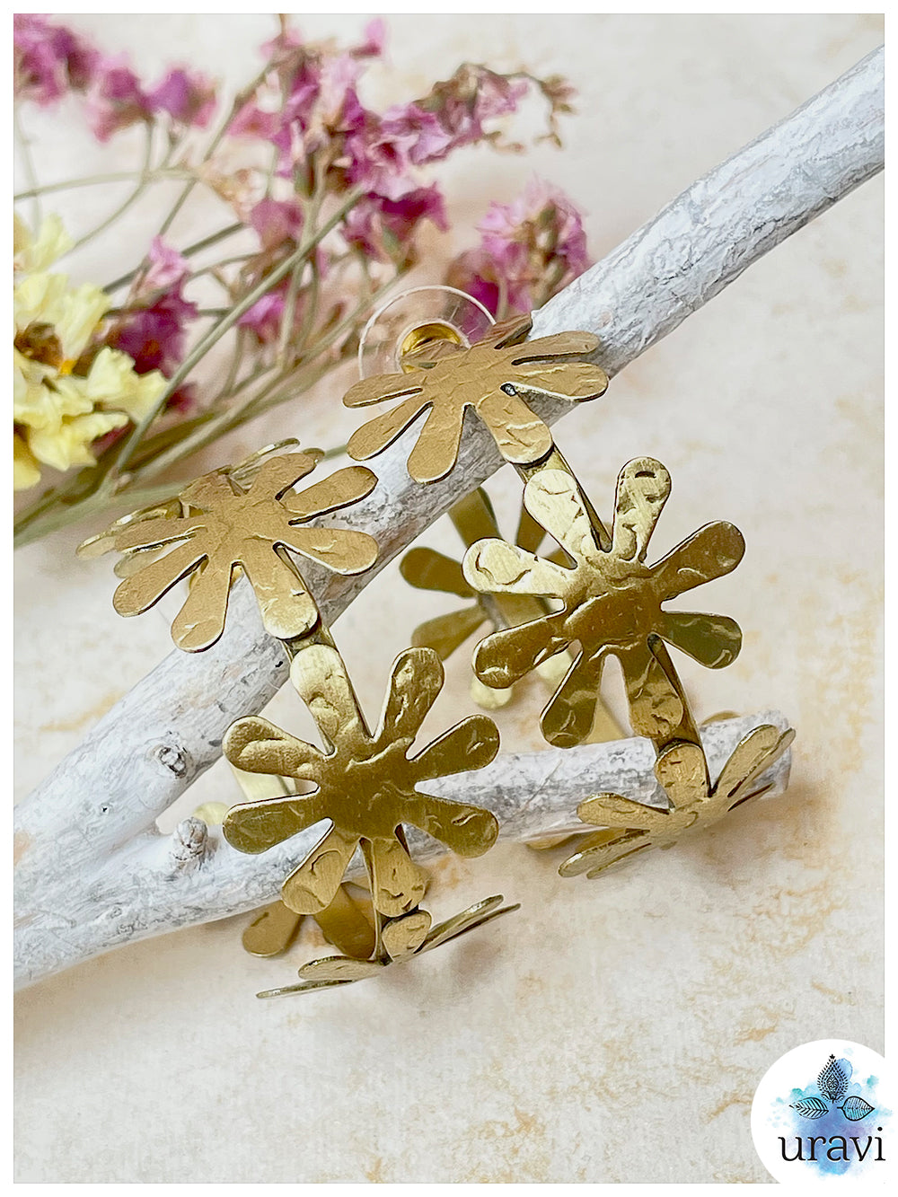 Golden Petal - Matt Gold Hoop Earrings