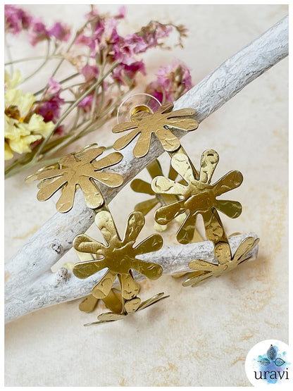 Golden Petal - Matt Gold Hoop Earrings