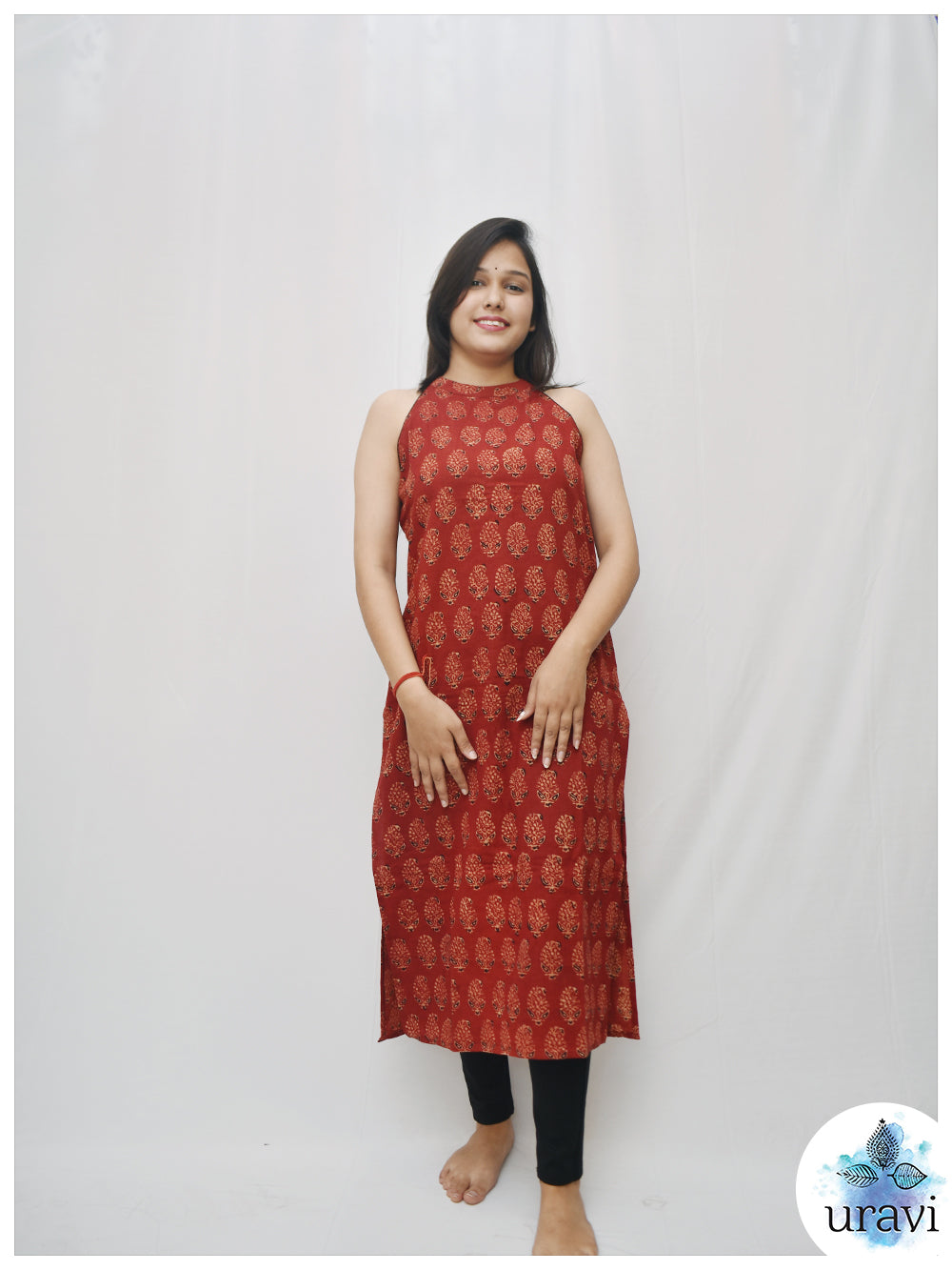 Varnika – Ajrak Halter Handblock Kurta