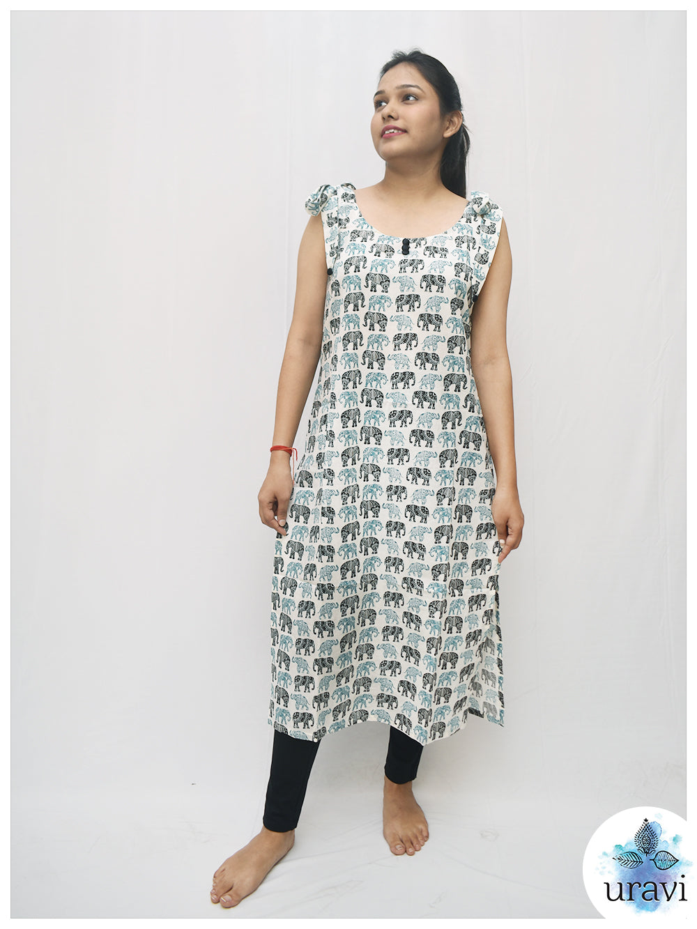 Gajrajika – Elephant Motif Tie-Strap Kurta