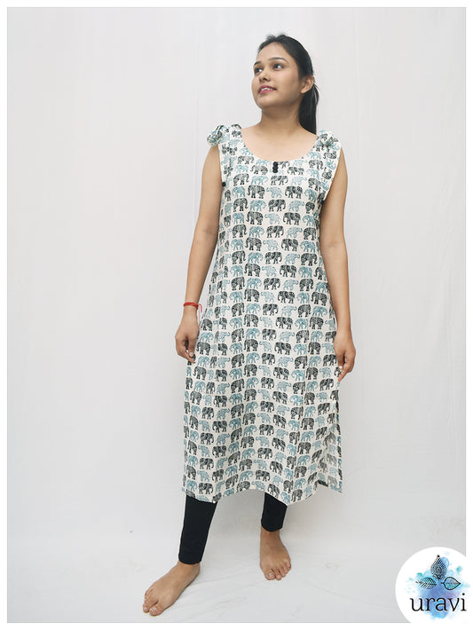Gajrajika – Elephant Motif Tie-Strap Kurta