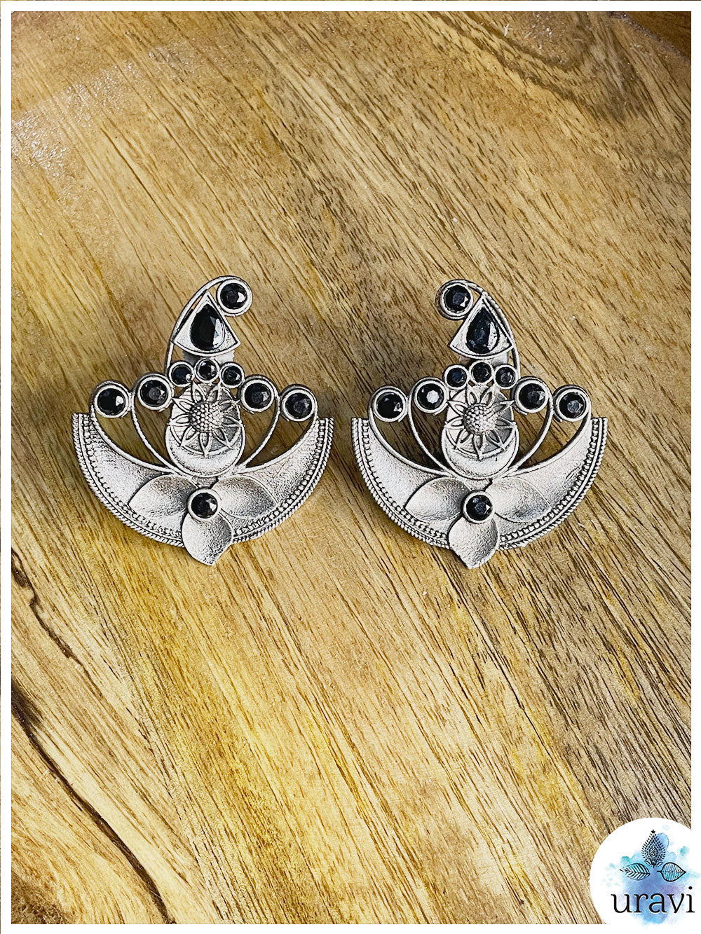 Ardh Chandrama  - Silver Look Alike Stud Earring
