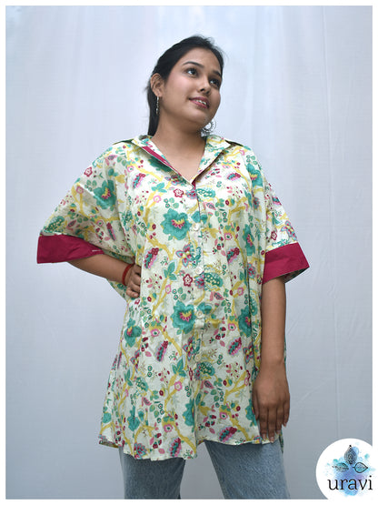 ColorVine – Oversized Shirt Kaftan with Floral Trails