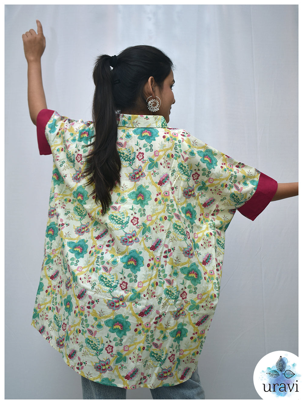 ColorVine – Oversized Shirt Kaftan with Floral Trails