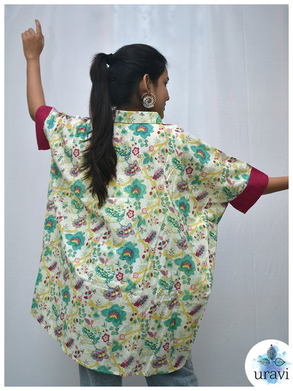 ColorVine – Oversized Shirt Kaftan with Floral Trails