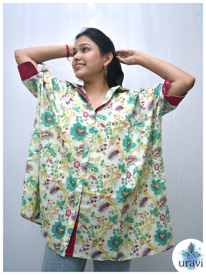 ColorVine – Oversized Shirt Kaftan with Floral Trails