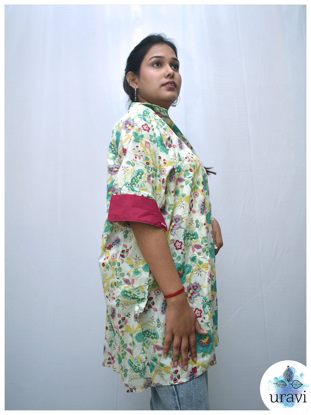 ColorVine – Oversized Shirt Kaftan with Floral Trails