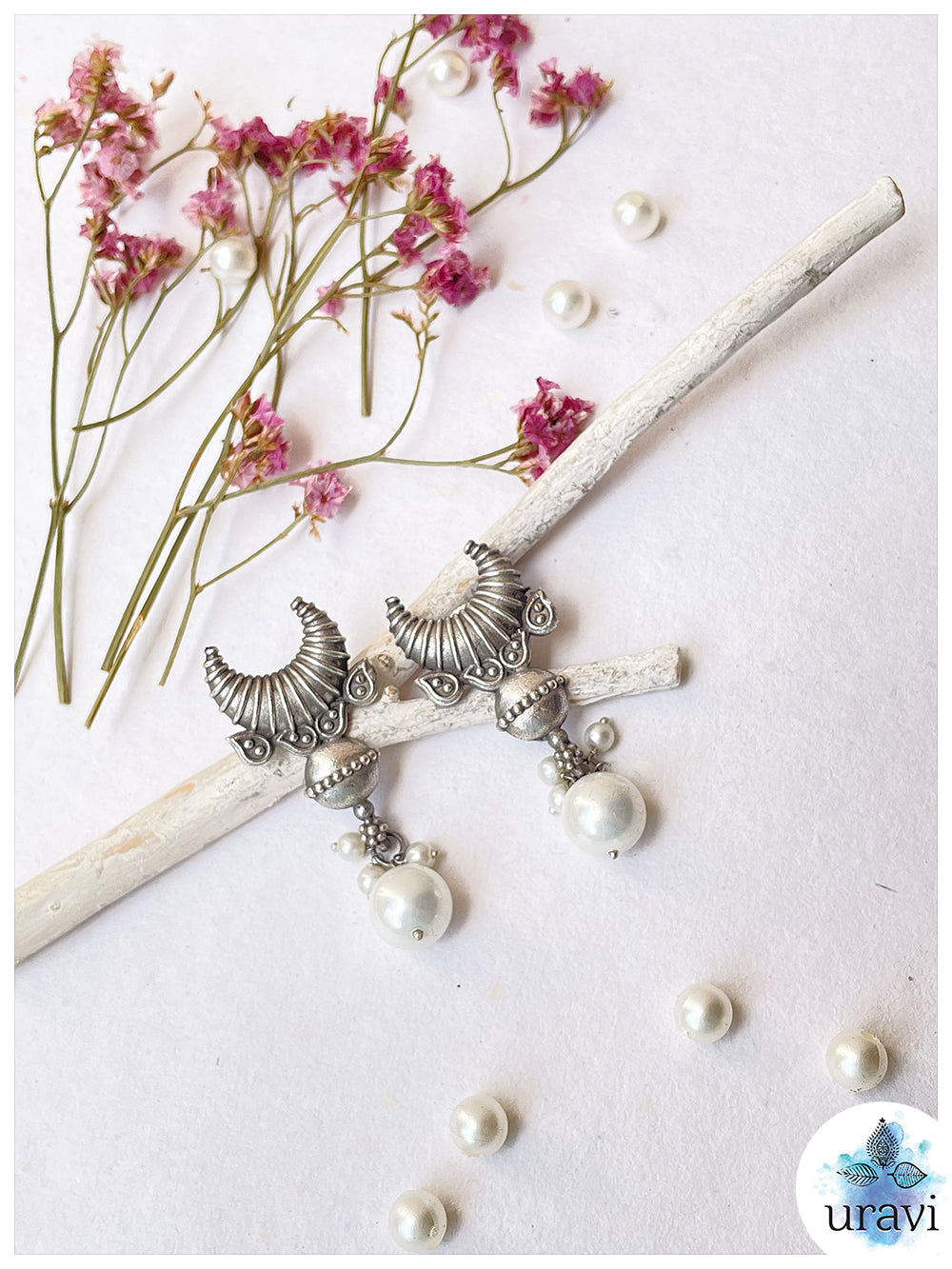 Noore-e- Chand - Silver Replica Long Necklace Set