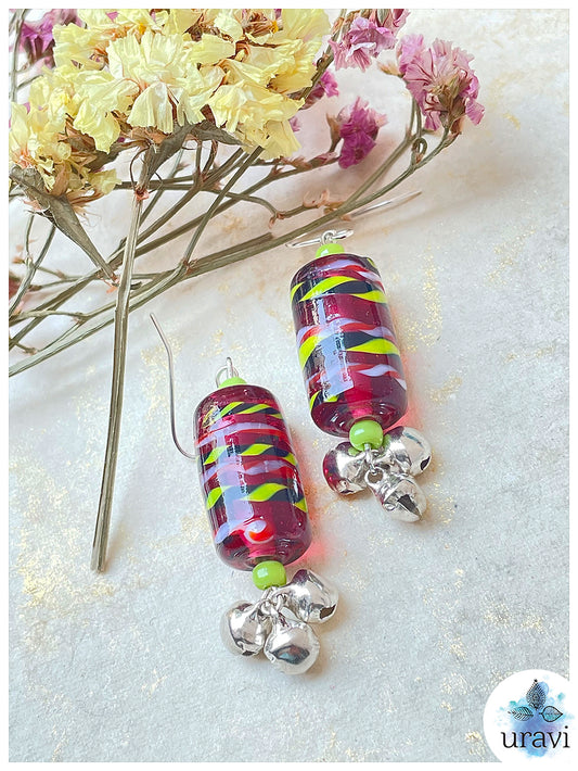 CherryTwist   -  Handcrafted Glass Beaded Earrings