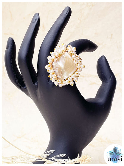 Aishwarya - Stone-Studded Silver Replica Finger Ring