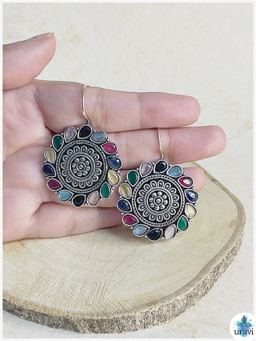 Satrani Chakra - Sliver Look Alike Dangler Earring