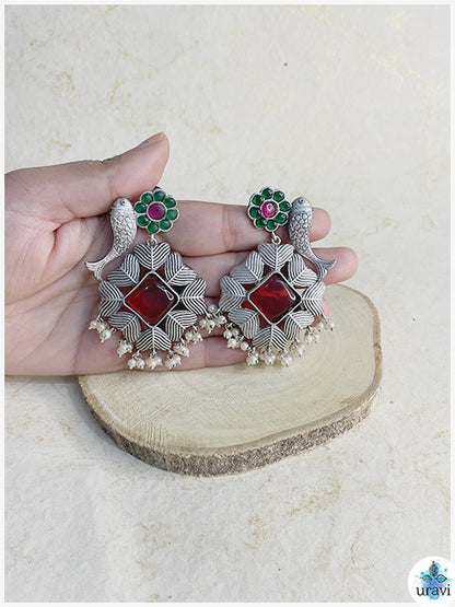 Fish-Floral - Sliver Look Alike Dangler Earring