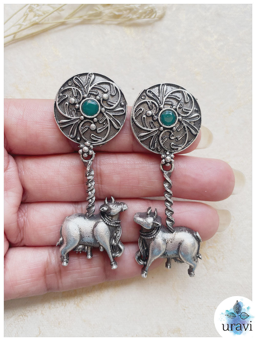 Nandi - Silver Look-Alike Dangler Earrings