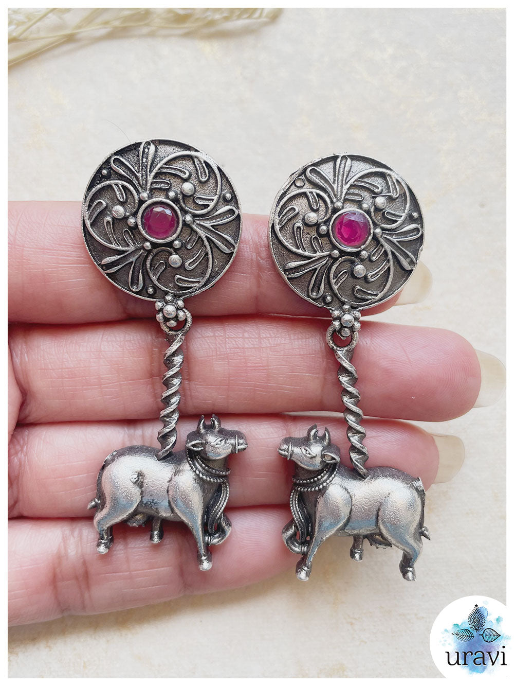 Nandi - Silver Look-Alike Dangler Earrings