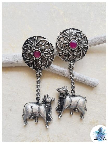 Nandi - Silver Look-Alike Dangler Earrings