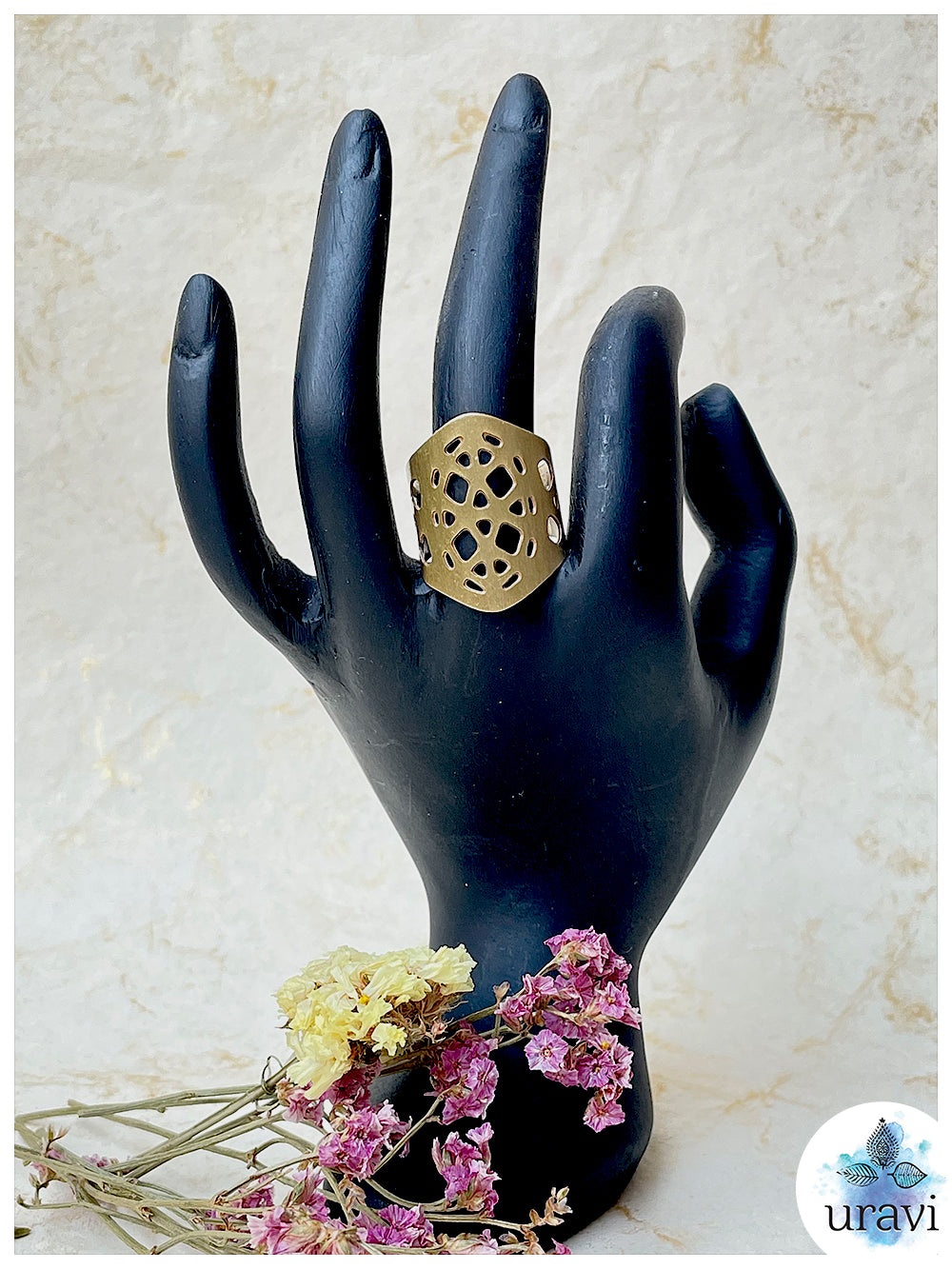 Golden Mesh - Free Size  Matt Gold  Finger Ring