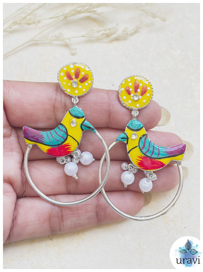 Pakhi - Minakari Hand Painted Dangler Earrings