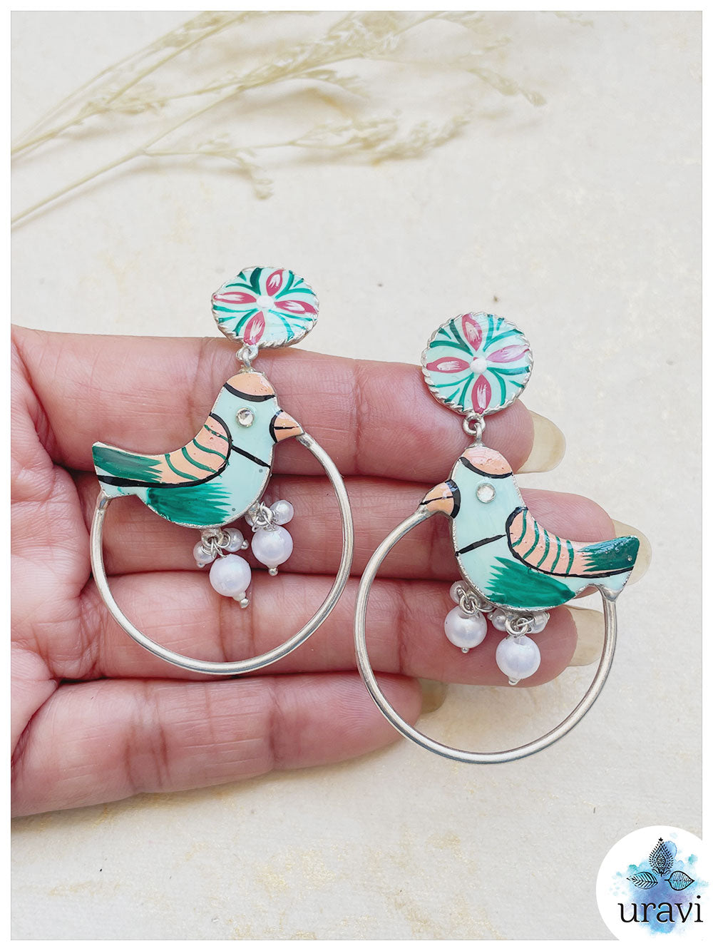 Pakhi - Minakari Hand Painted Dangler Earrings