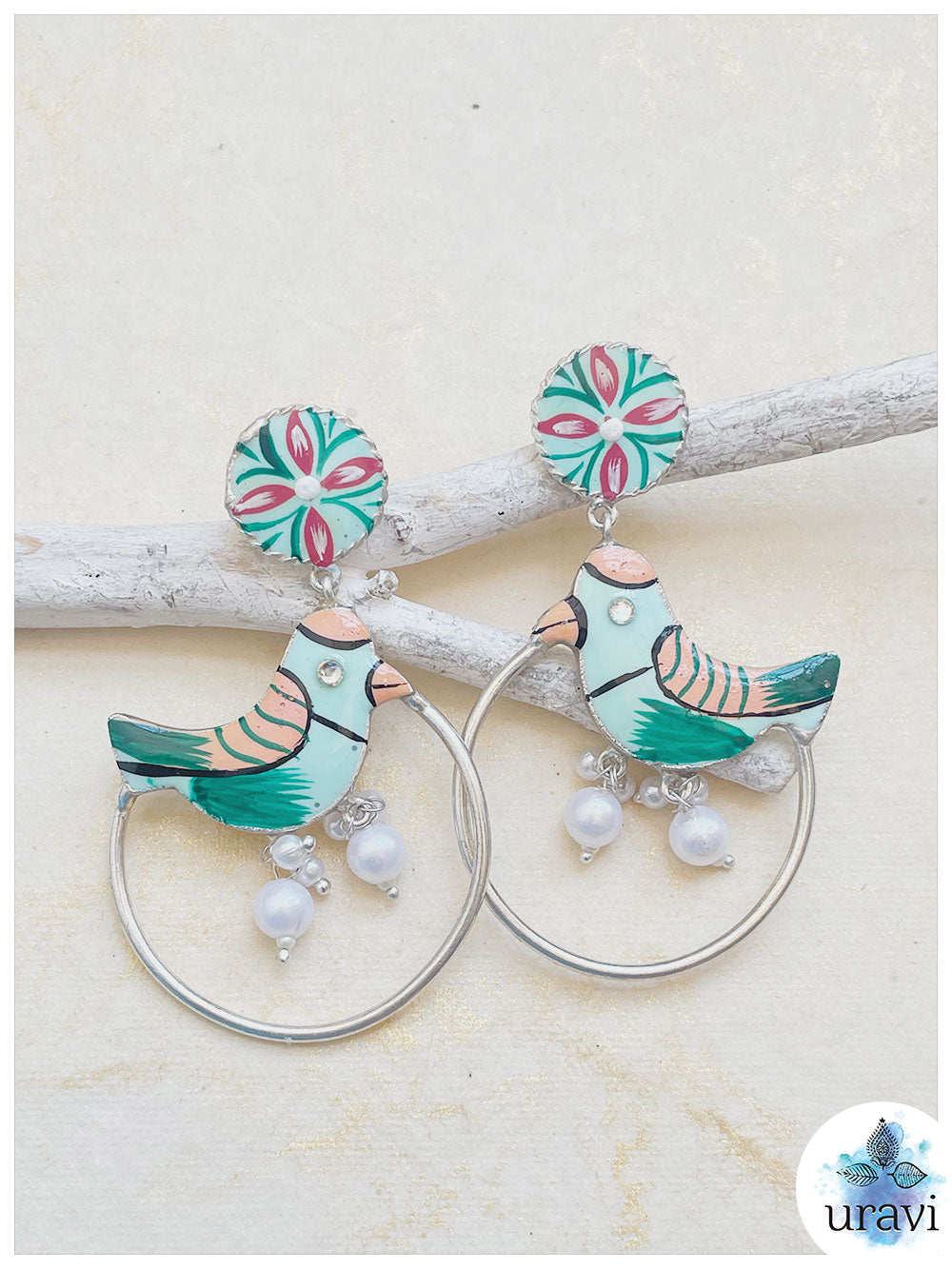 Pakhi - Minakari Hand Painted Dangler Earrings