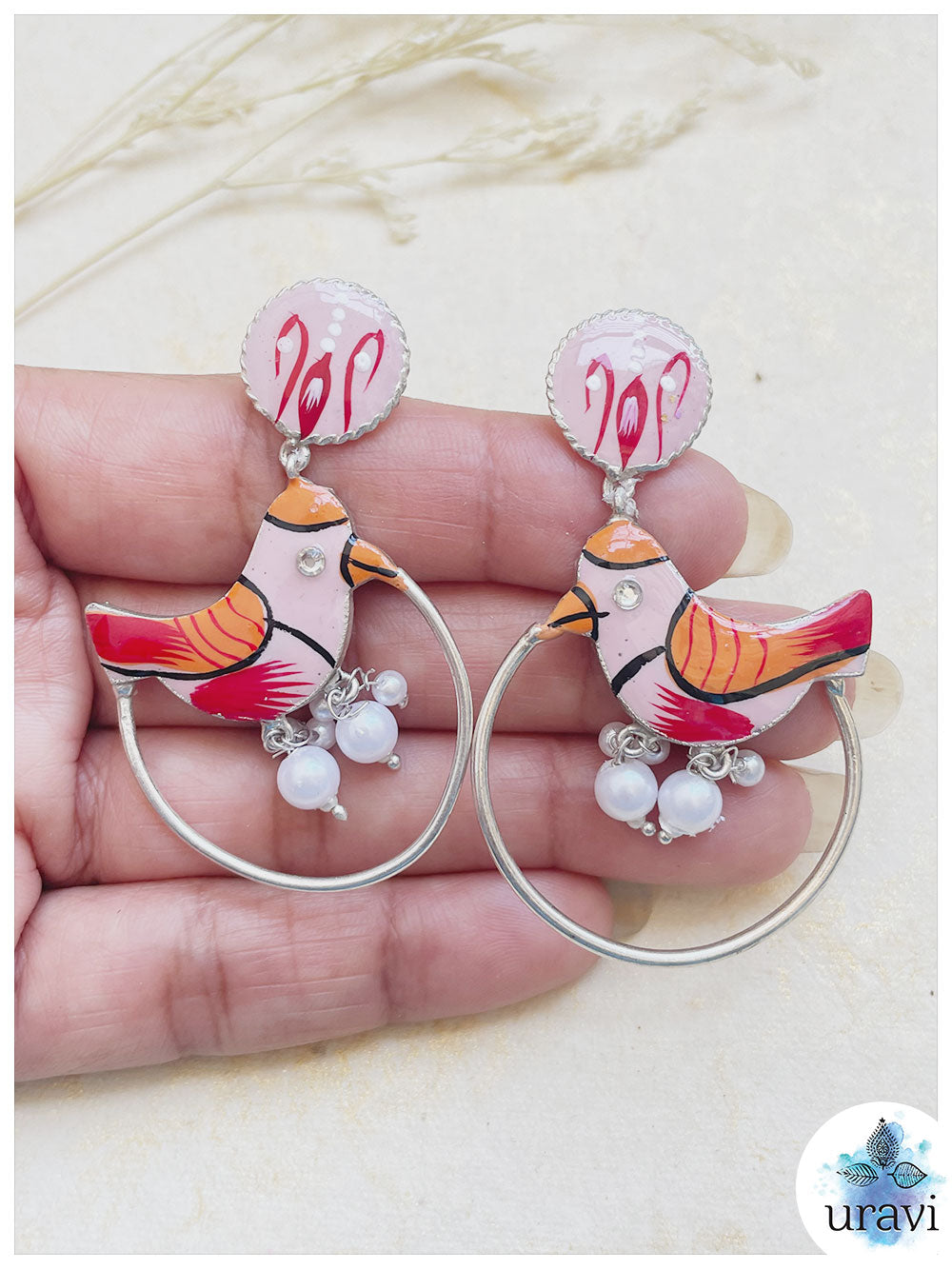 Pakhi - Minakari Hand Painted Dangler Earrings