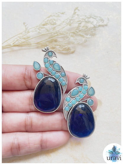 Dancing Morni Silver Look-Alike Stud Earrings