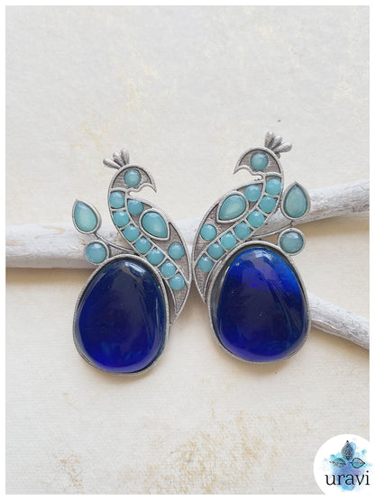 Dancing Morni Silver Look-Alike Stud Earrings